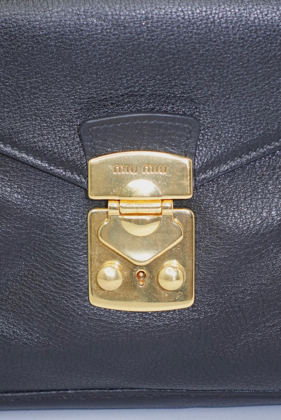 003. MIU MIU Vitello Phenix Front Pocket Tote Black Bag