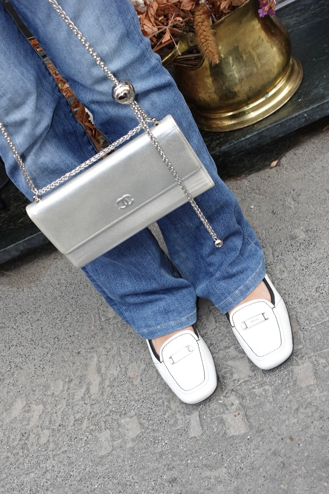 047. Prada White Loafers 37