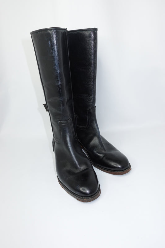 Vintage Mid Calf Black Boots 42