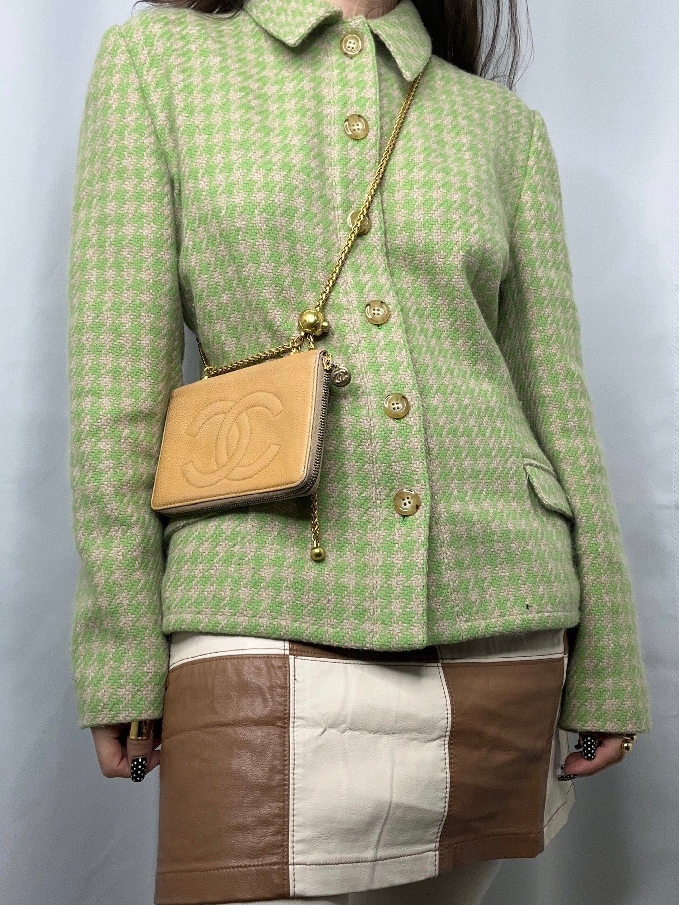 190. Re-Worked Chanel Caramel Beige Medium Zip W.O.C.