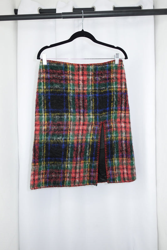 Multicolor Vintage Mohair & Wool Plaid Moschino Skirt