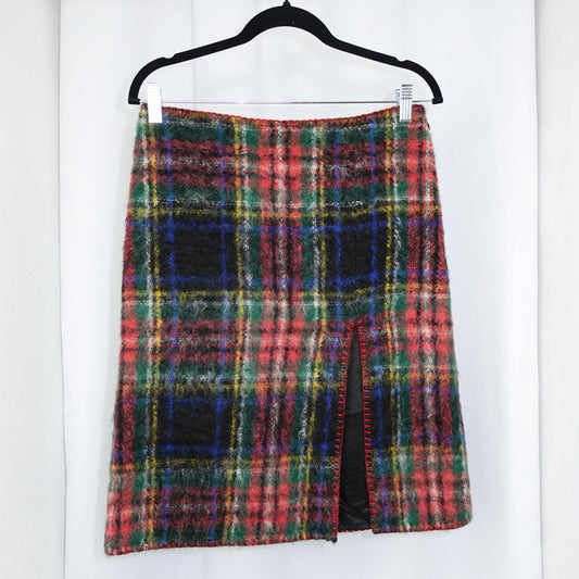 Gonna Moschino in mohair e lana scozzese multicolore vintage