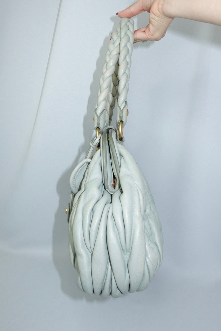 MIU MIU Vintage Coffer Sage Green Matelassé Bag