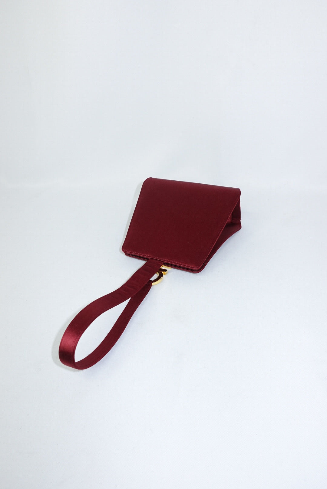 Salvatore Ferragamo Burgundy Satin Mini Evening Handbag