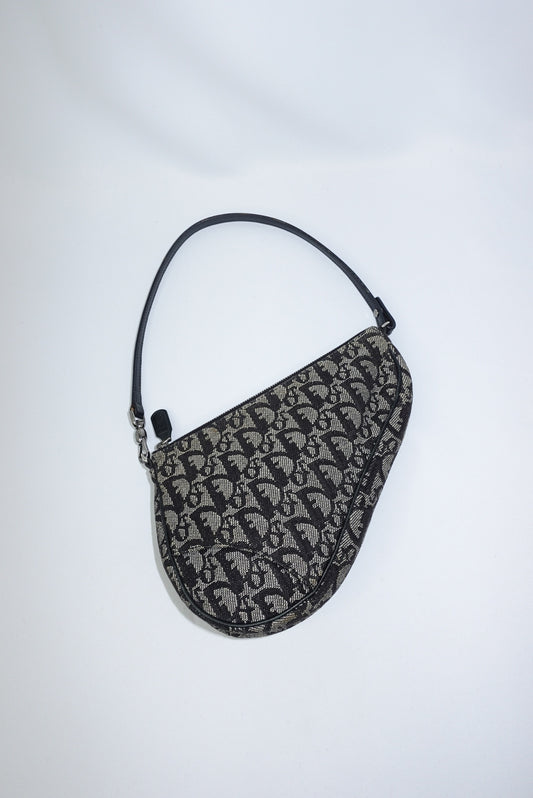 Vintage Christian Dior mini saddle bag monogram canvas handbag
