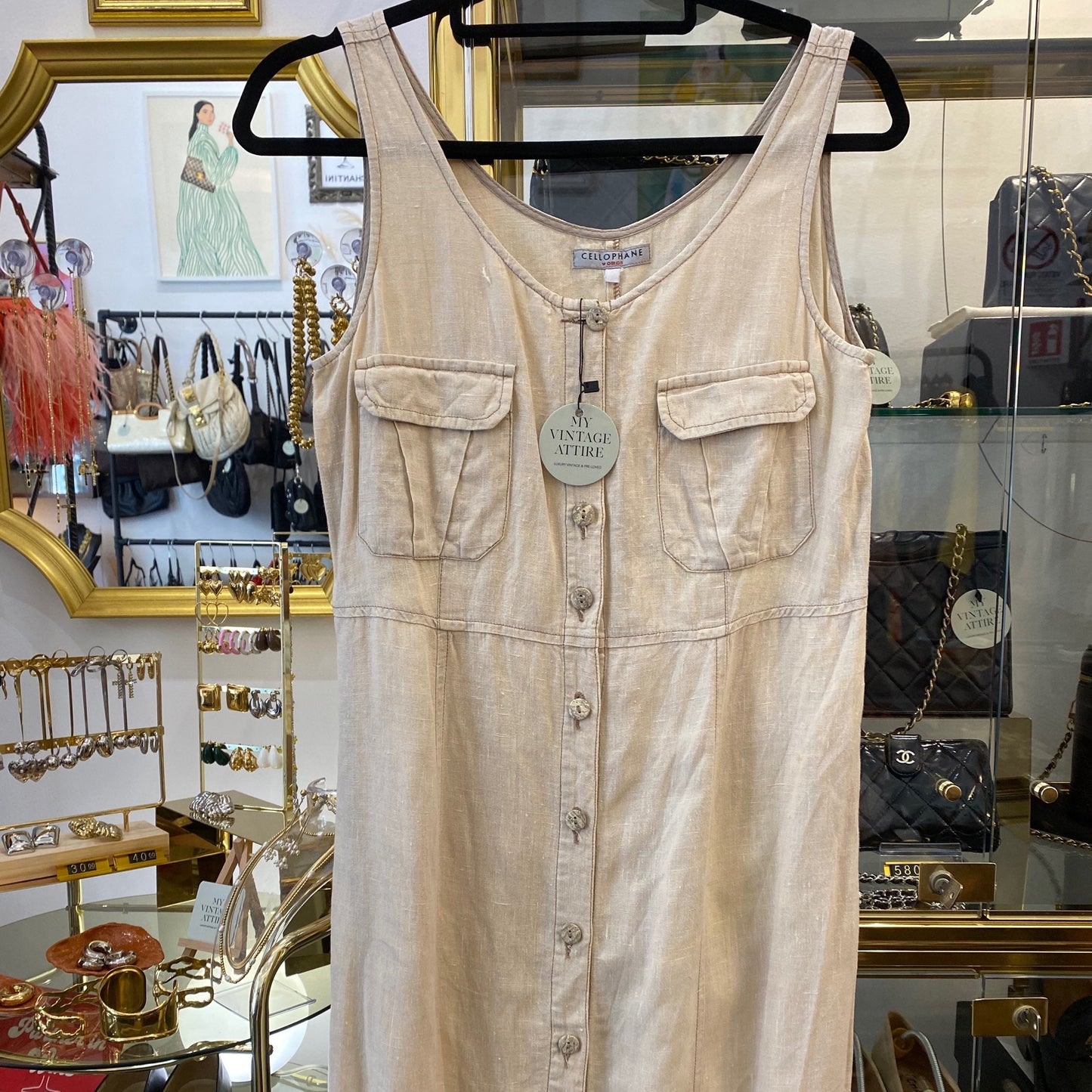 Cellophane Vintage Beige Dress