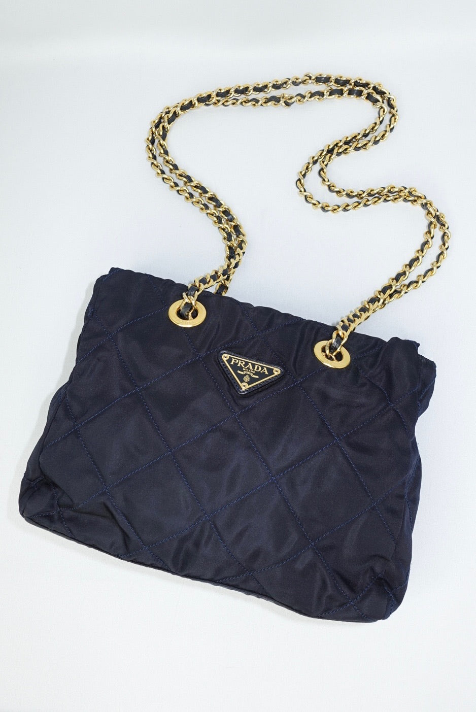 053. Prada Nylon Navy Shoulder Bag