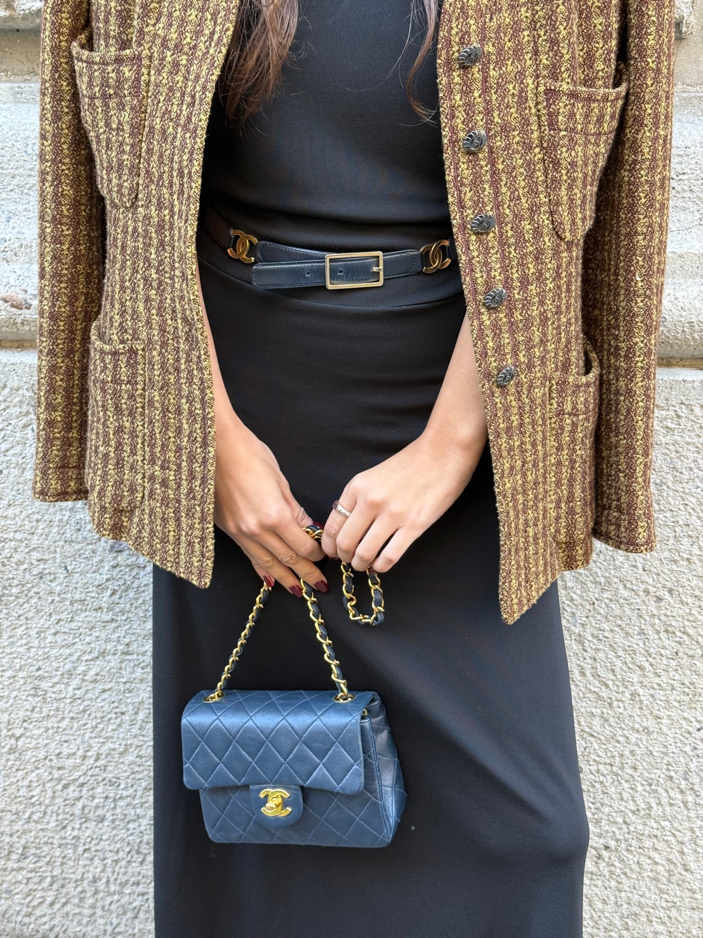 Chanel Timeless Mini Square Quilted Lambskin Navy