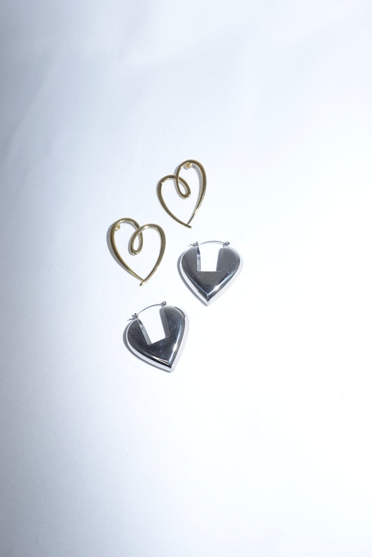 Stainless Steel Heart Outline Big Earrings