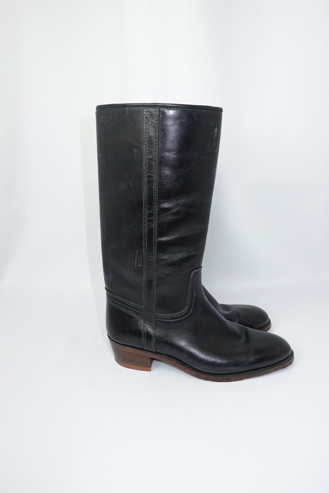 Vintage Mid Calf Black Boots 42