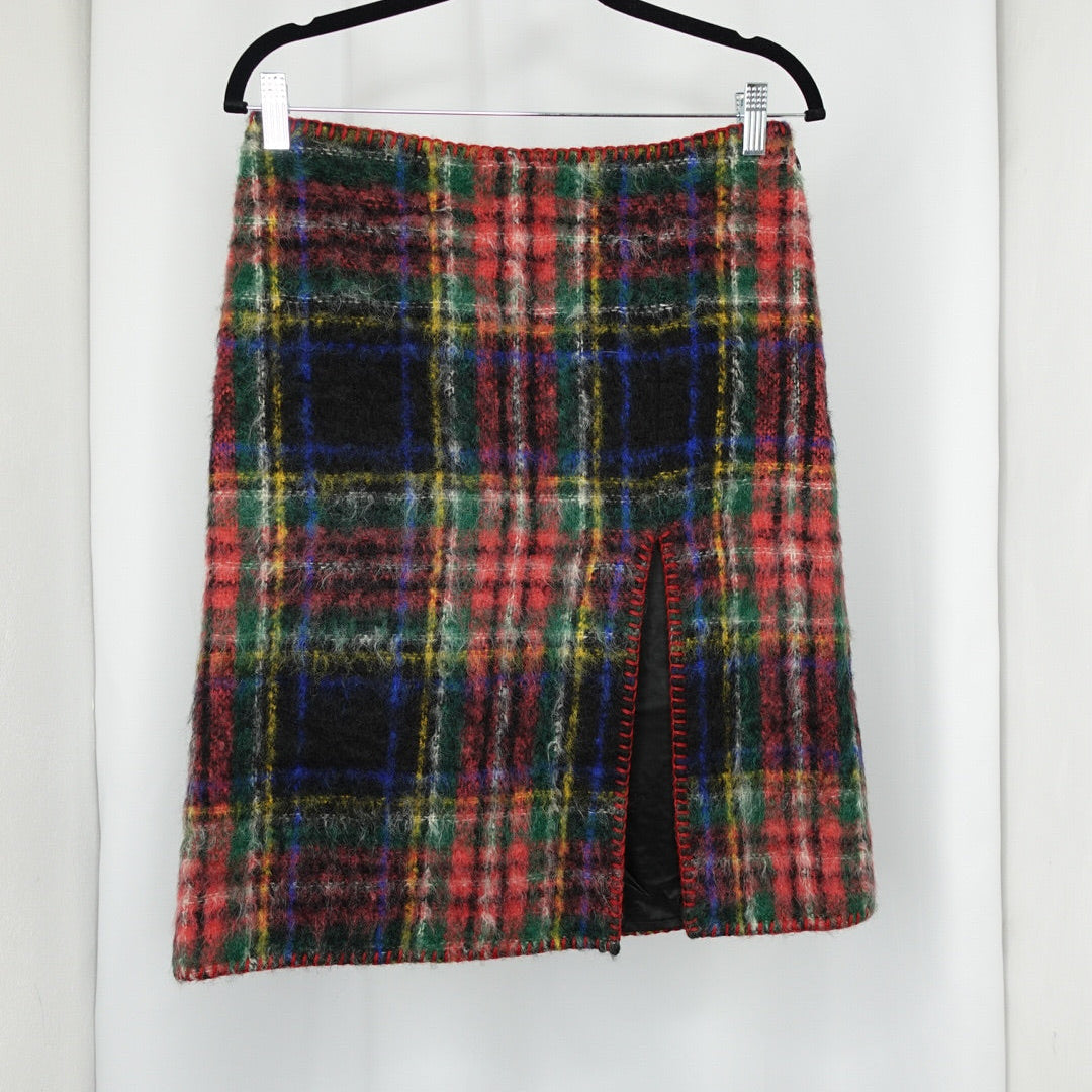 Gonna Moschino in mohair e lana scozzese multicolore vintage