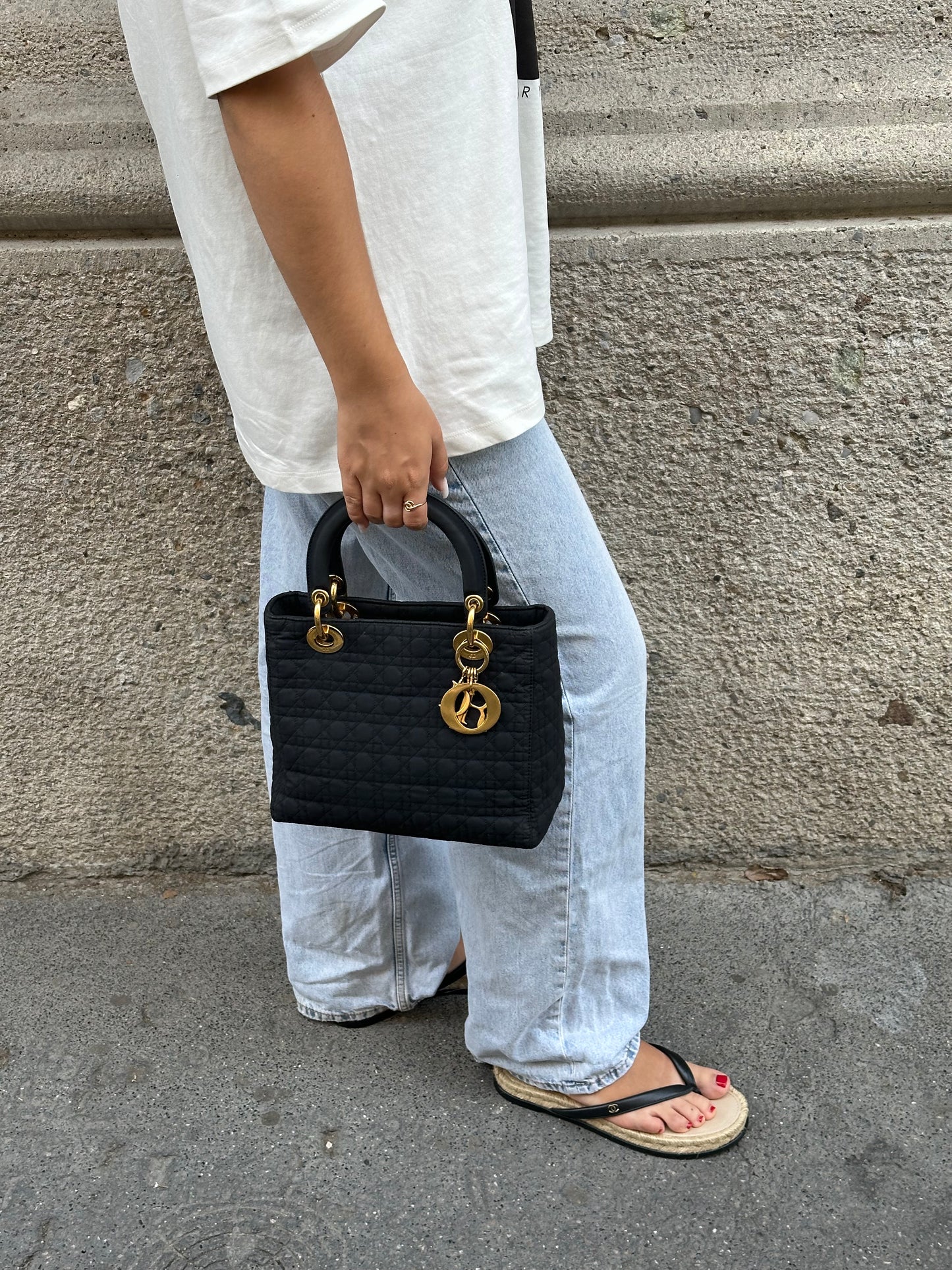Christian Dior Vintage Lady Dior Medium Canvas