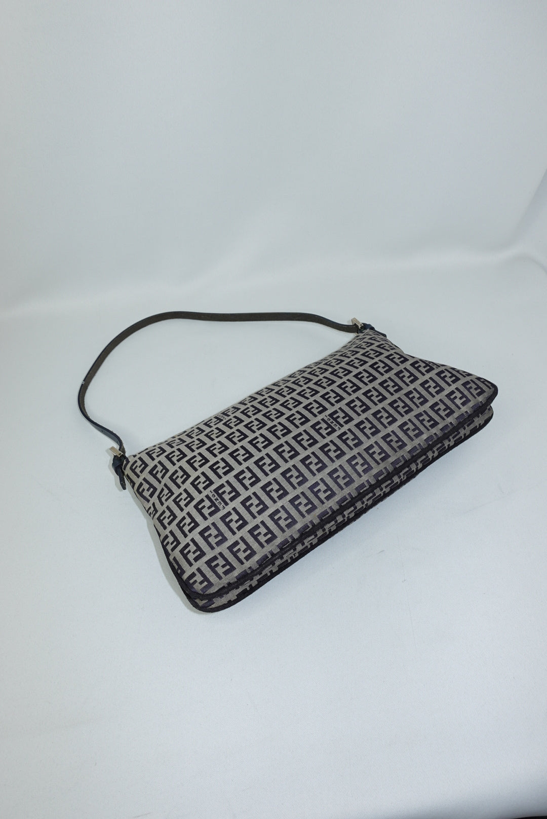 111. Fendi Zucchini Vintage Baguette in Navy Canvas Monogram