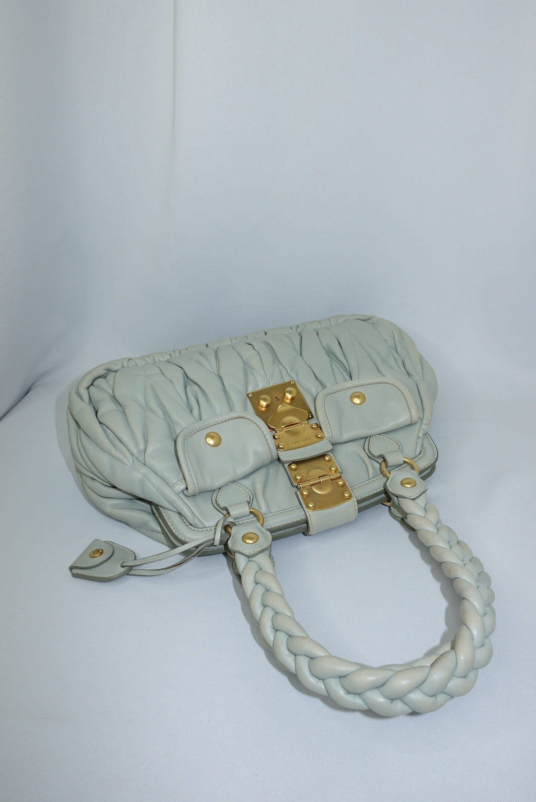 MIU MIU Vintage Coffer Sage Green Matelassé Bag