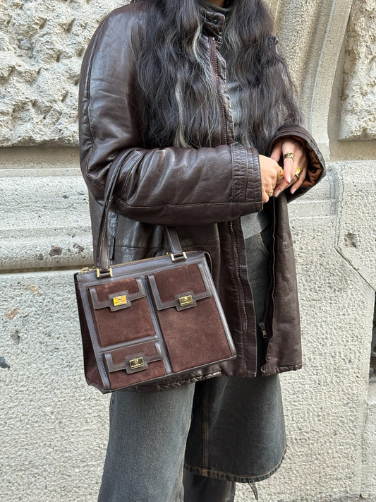 vintage salvatore ferragamo chocolate brown bag