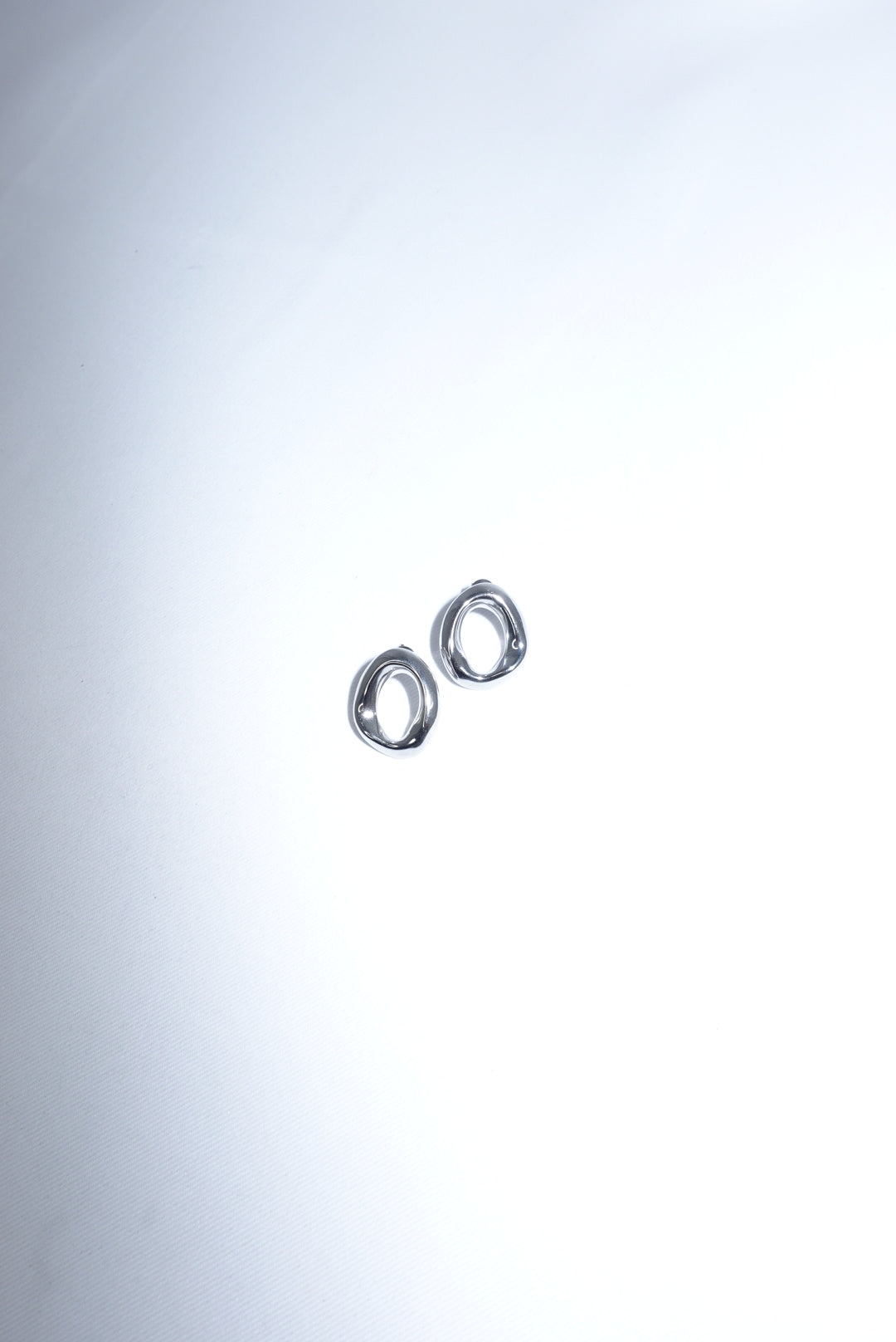 Oval Irregural Earrings in Stainless Steel Silver Toned Small