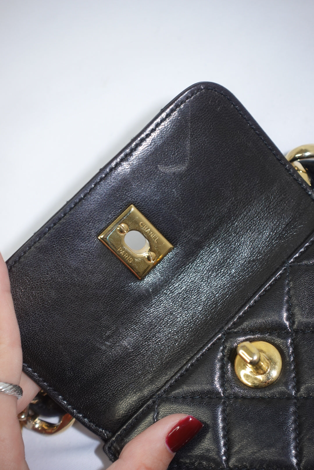 Chanel Vintage Black Patent Leather Timeless Belt Bag CC Logo