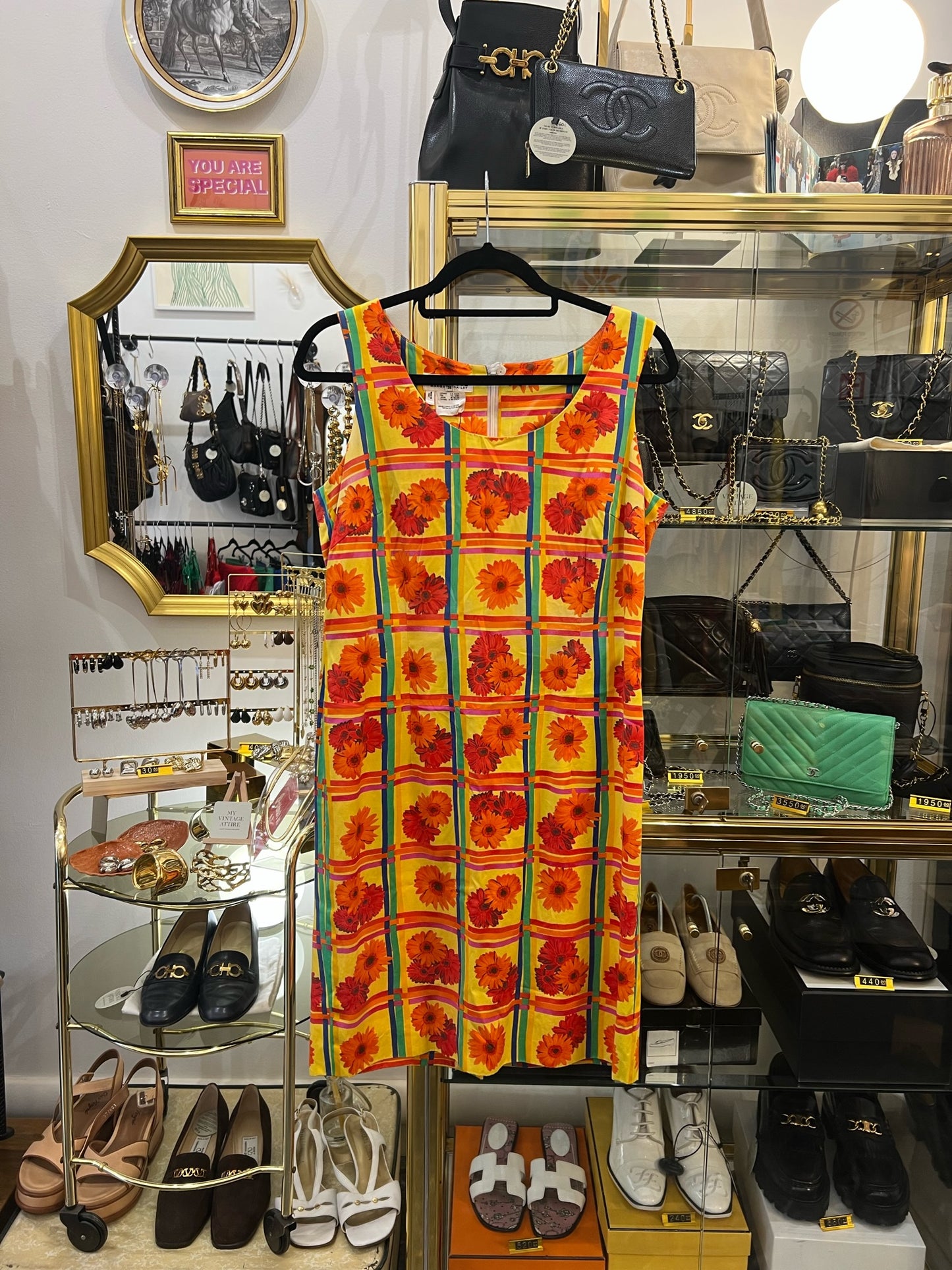 064. Escada Vintage Daisy Pattern Dress