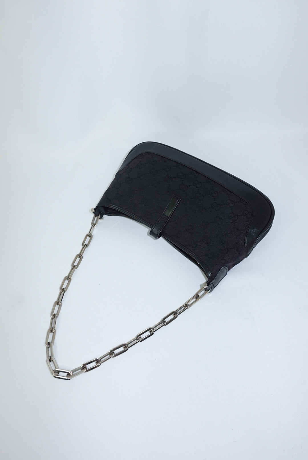 Gucci Mini Jackie Monogram Black Canvas Vintage Shoulder Bag