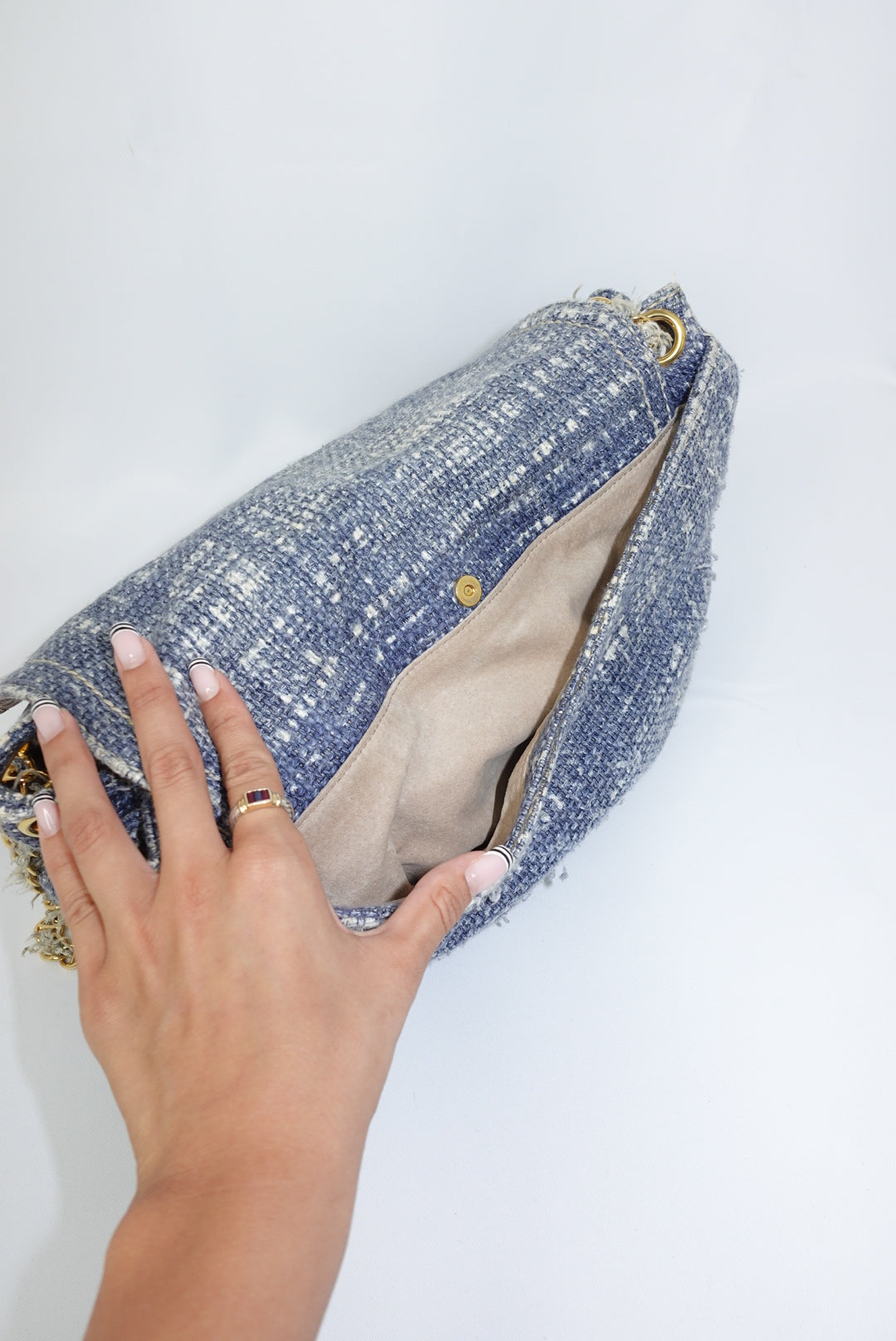 Prada Light Blue Tweed Vintage Bag