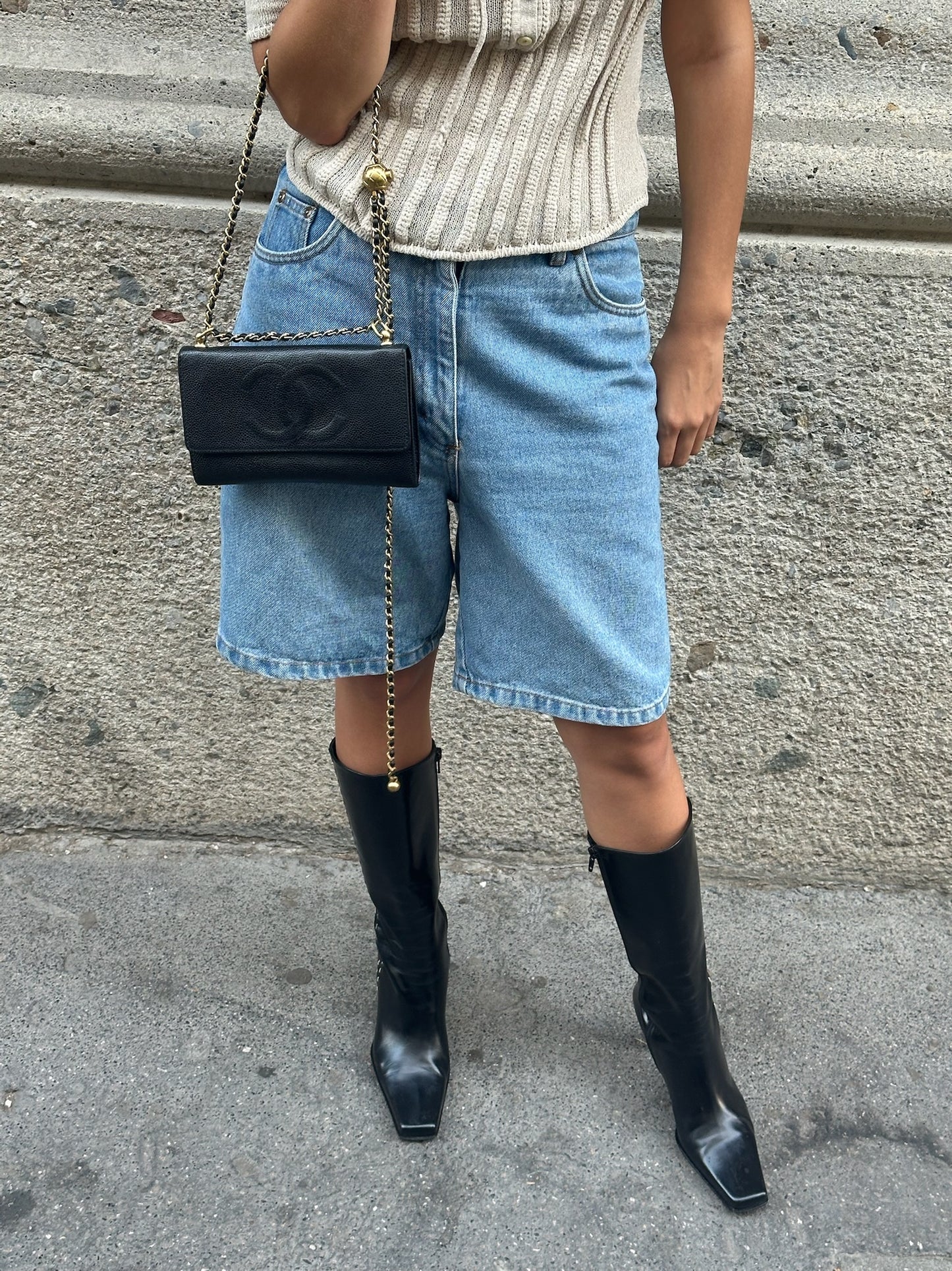 Chanel Re-Worked Vintage Flap W.O.C. Black Caviar CC logo