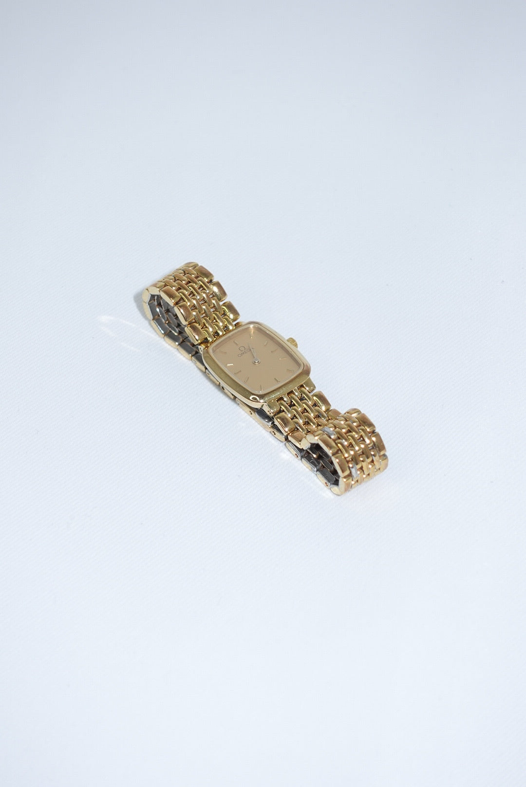091. Omega Rectangular Small De Ville Gold Watch