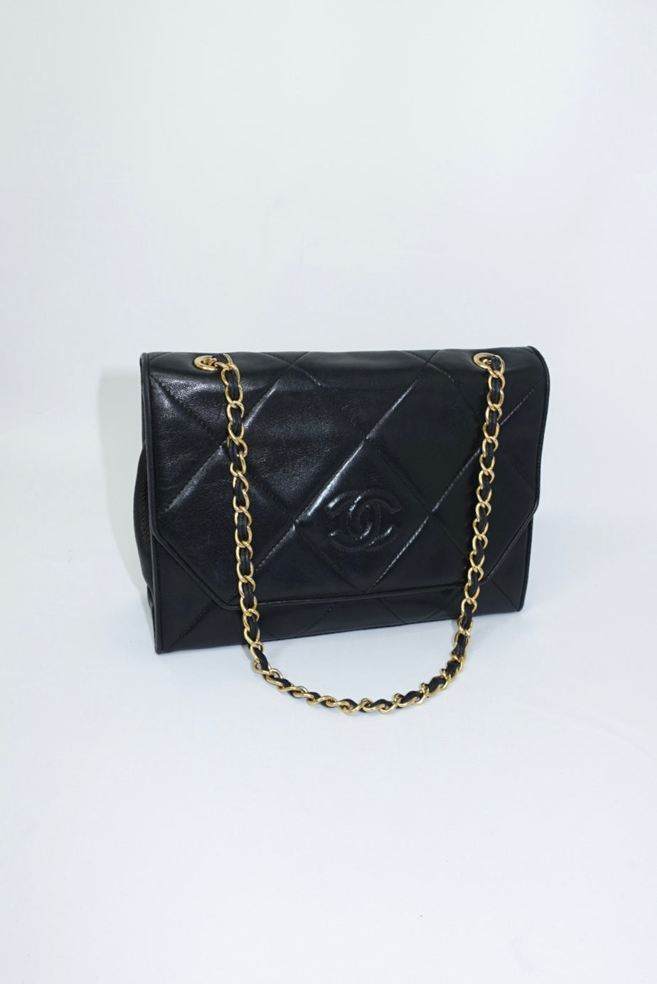 Chanel Vintage Camera Bag CC Logo Black Lambskin