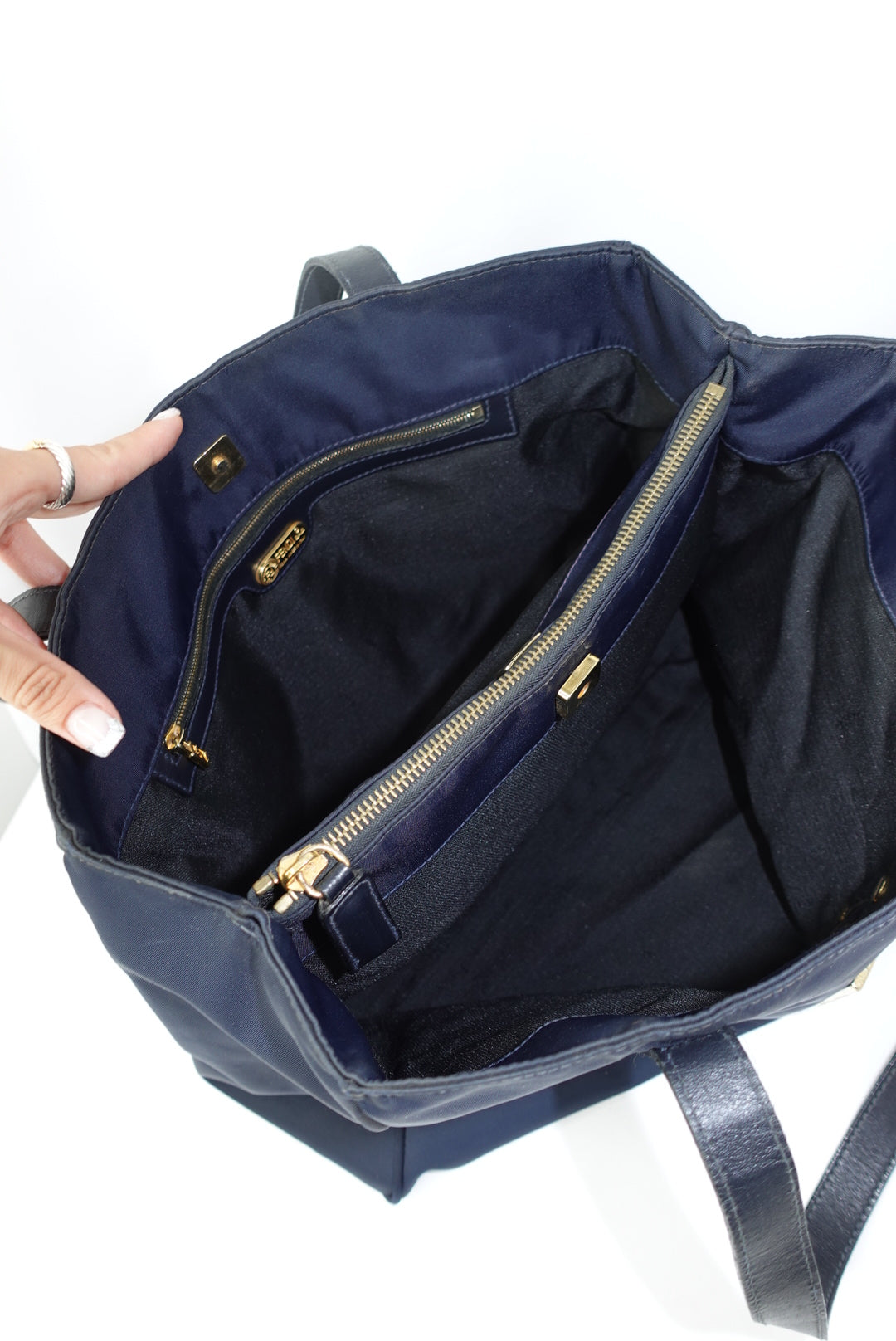 Fendi Navy Nylon FF Tote Bag