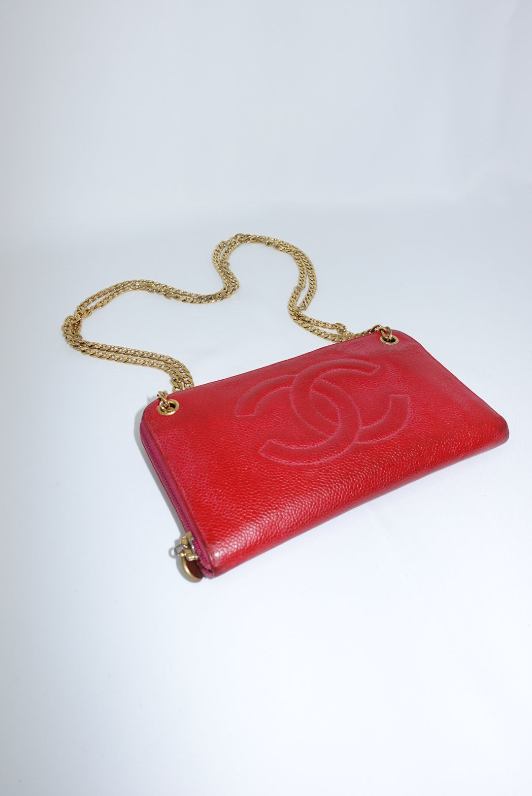Chanel Re-Worked Zip Vintage W.O.C CC logo Hot Pink