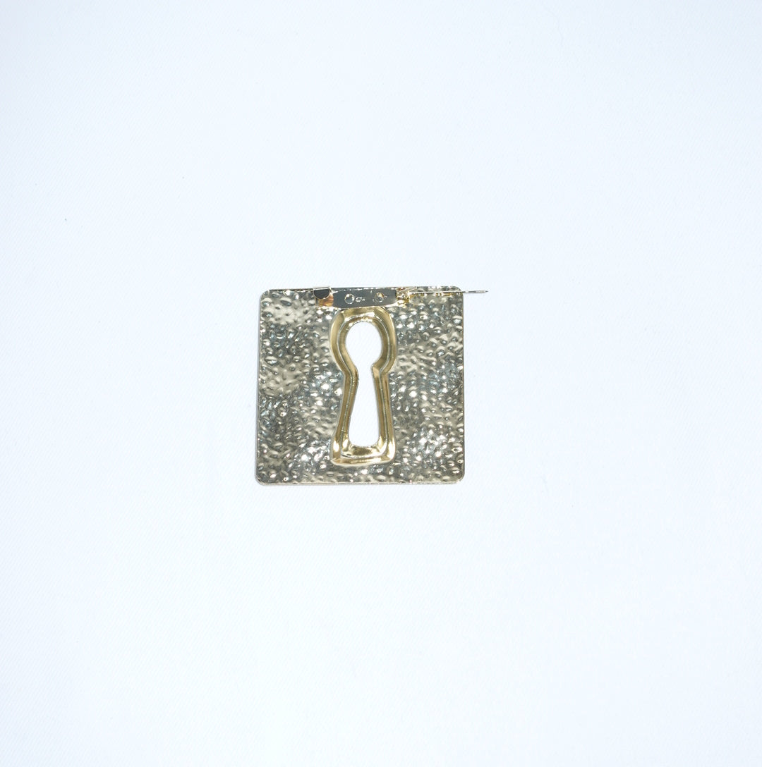Gold Toned Lock Brooch