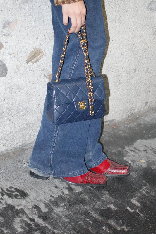 Red Leather Python and Ponyhair Western Boots 38