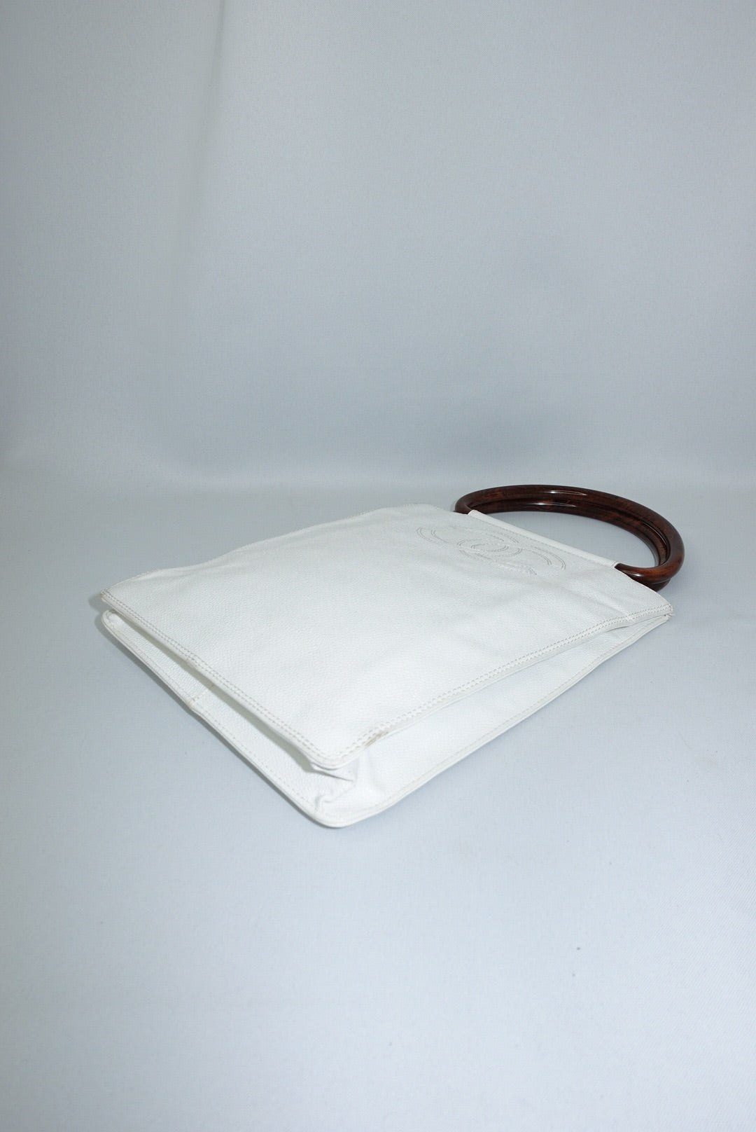Chanel Vintage Mini Tote Bag White Leather