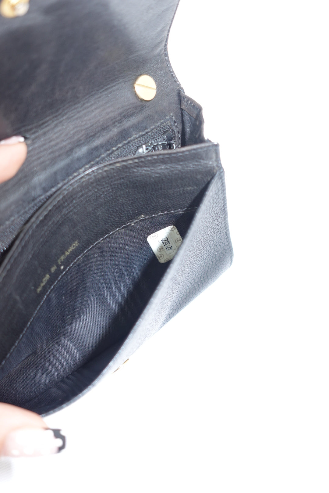 126. Re-Worked Chanel Medium Black Caviar Leather W.O.C.