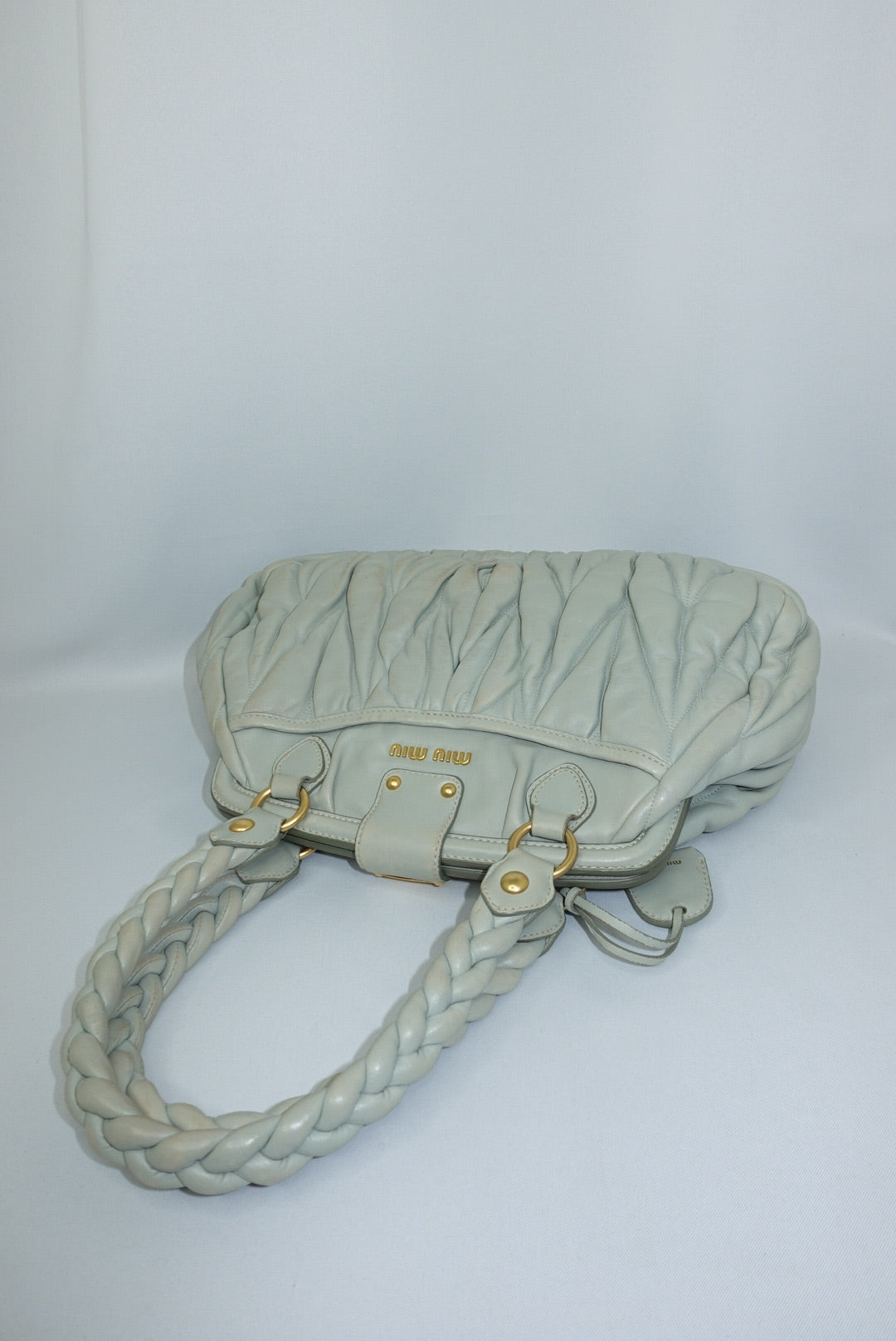 MIU MIU Vintage Coffer Sage Green Matelassé Bag