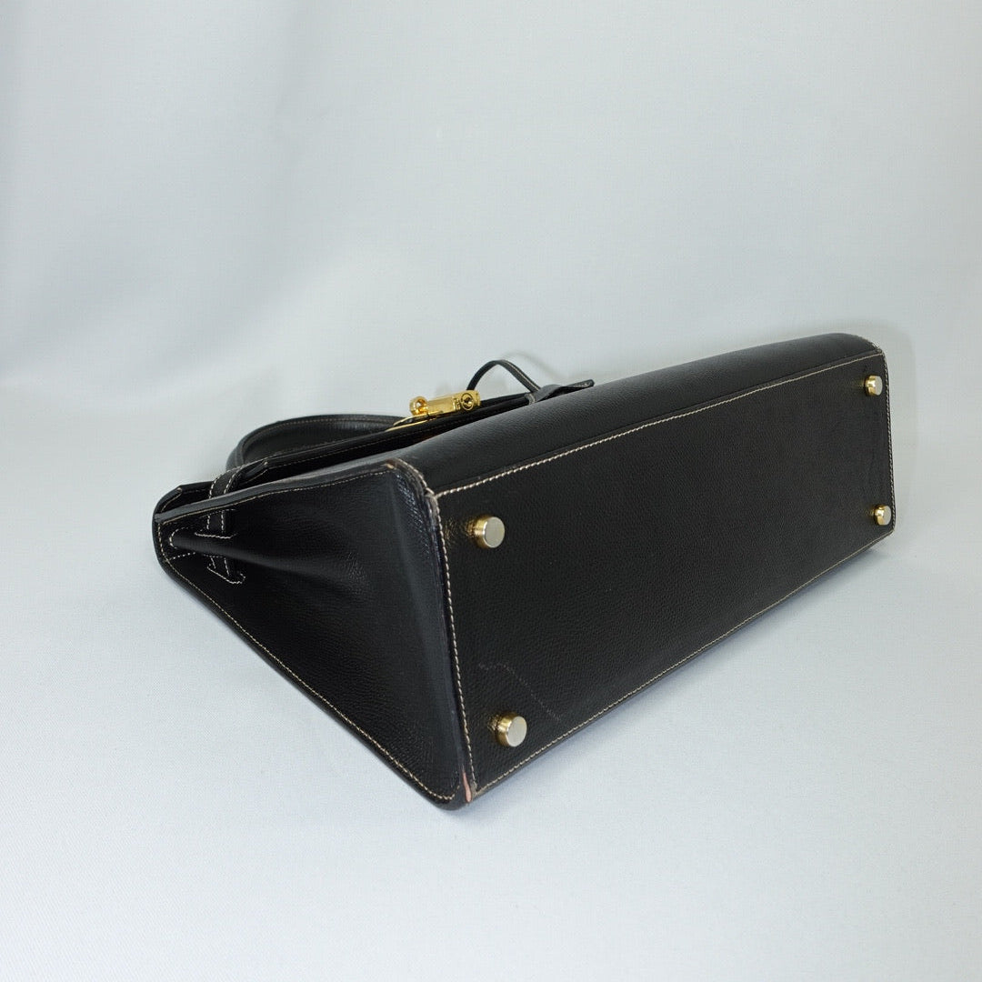 Hermès Kelly Bespoke Veau Grain Lisse Black Leather 32