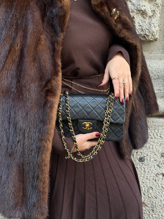 Chanel Vintage Timeless Classic 23 Double Flap Black FULL SET