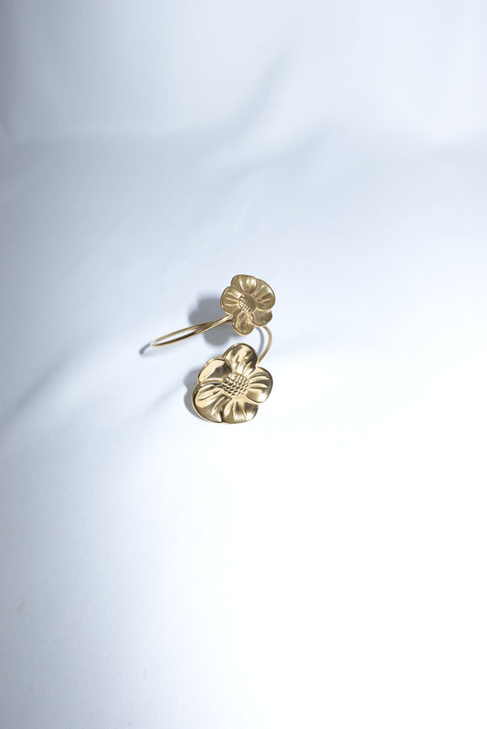 Adjustable Floral Arm Cuff in Stainless Steel