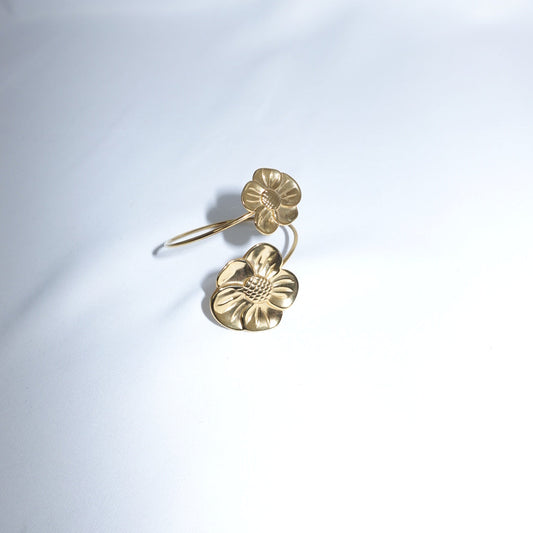 Adjustable Floral Arm Cuff in Stainless Steel