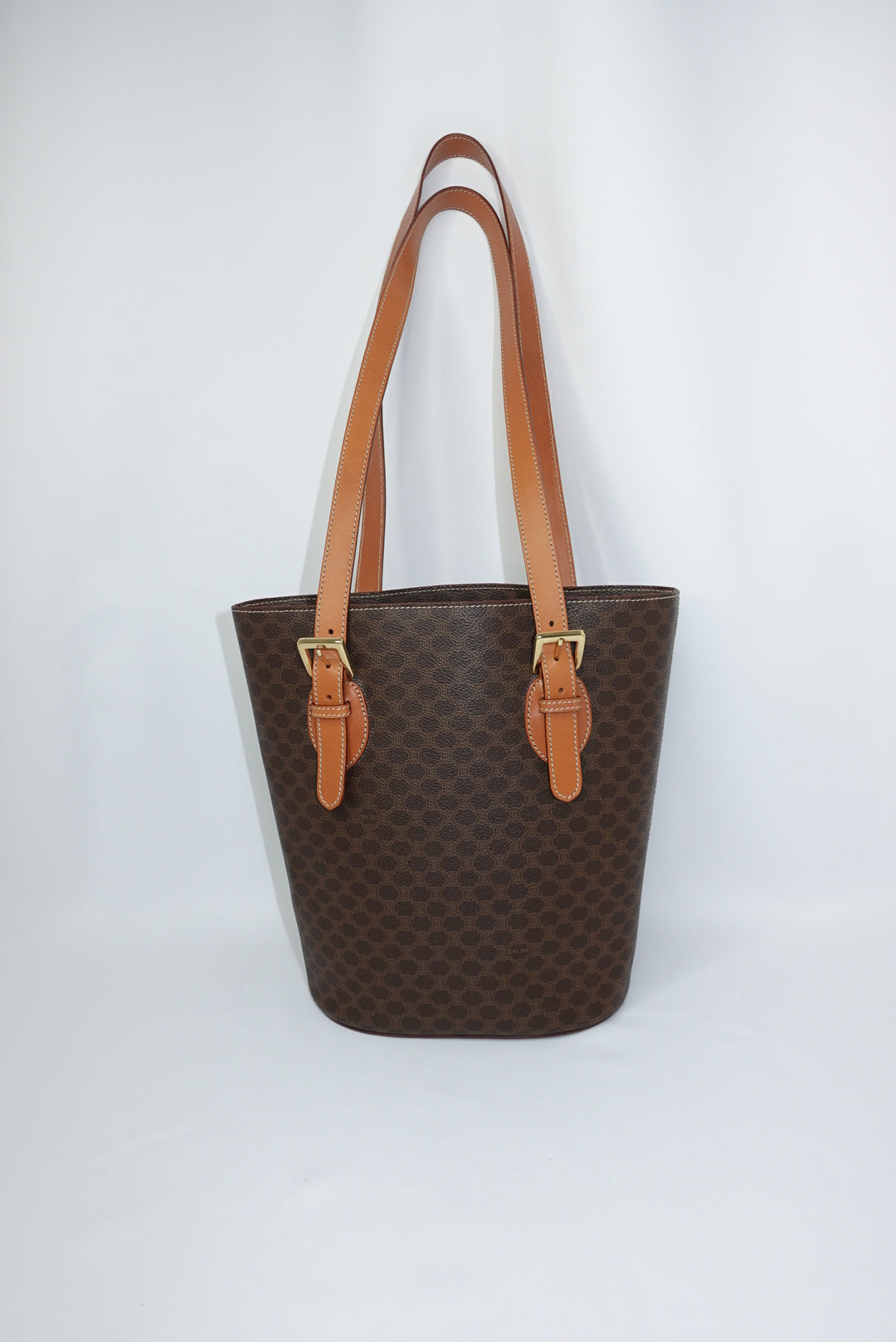 Celine Monogram Canvas and Leather Brown Vintage Bucket Bag