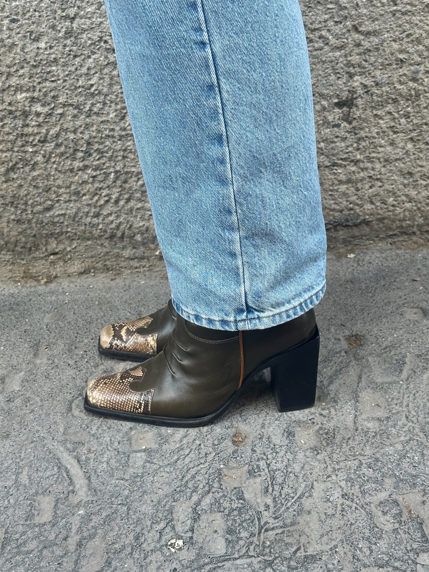 Vintage Khaki and Python Western Boots