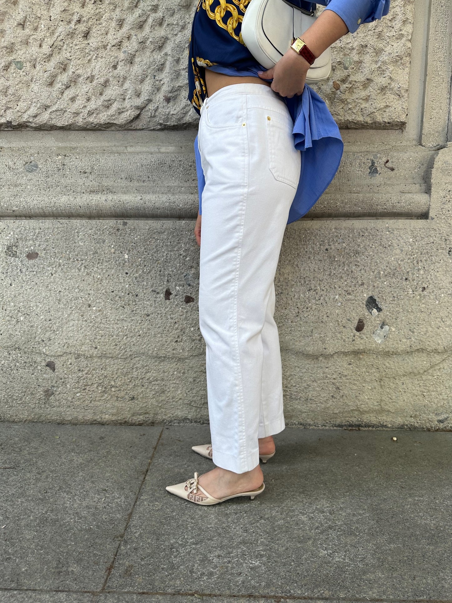 044. Celine White Vintage Jeans