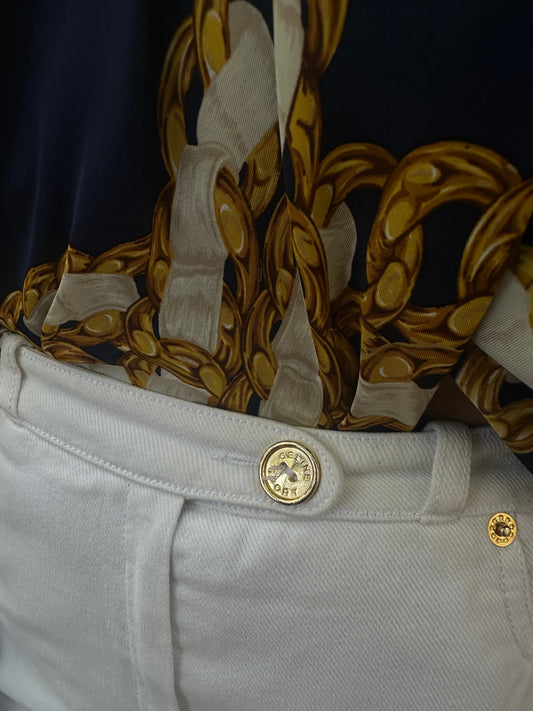 044. Celine White Vintage Jeans