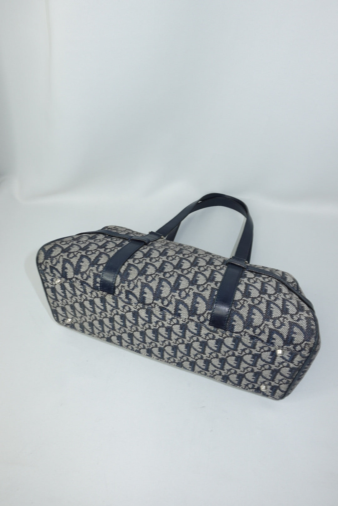 115. Christian Dior Vintage Black Denim Monogram Oblique Bowling Bag