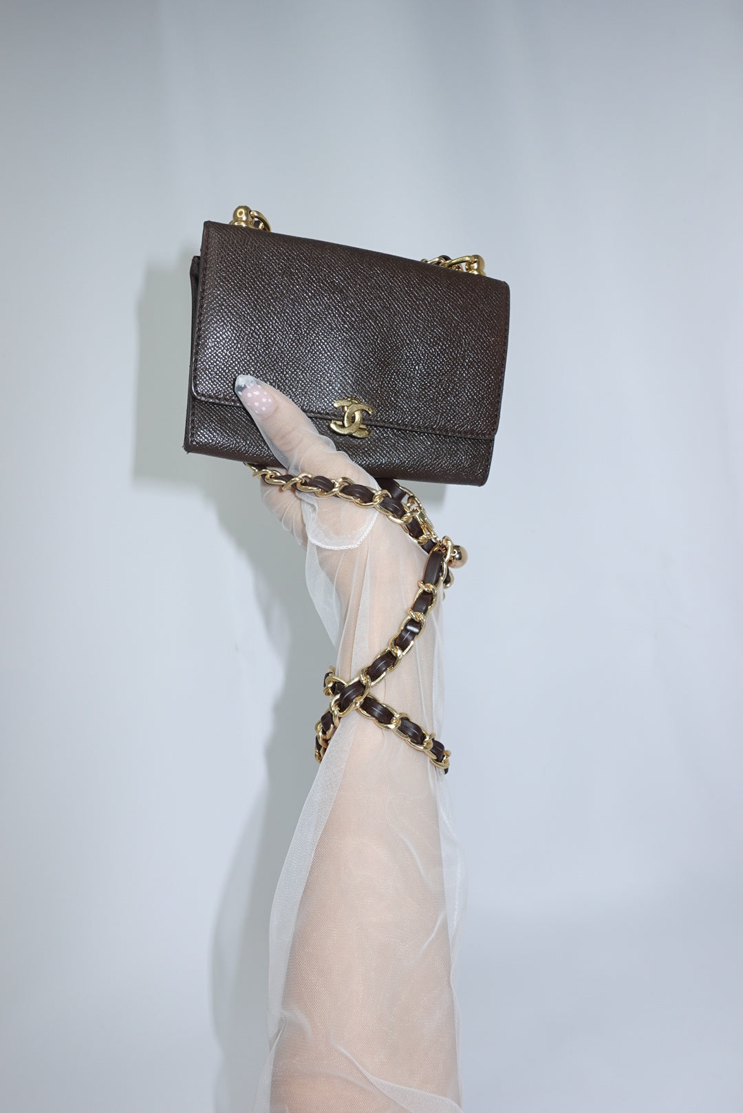 130. Re-Worked Chanel Vintage Coffee Brown W.O.C.