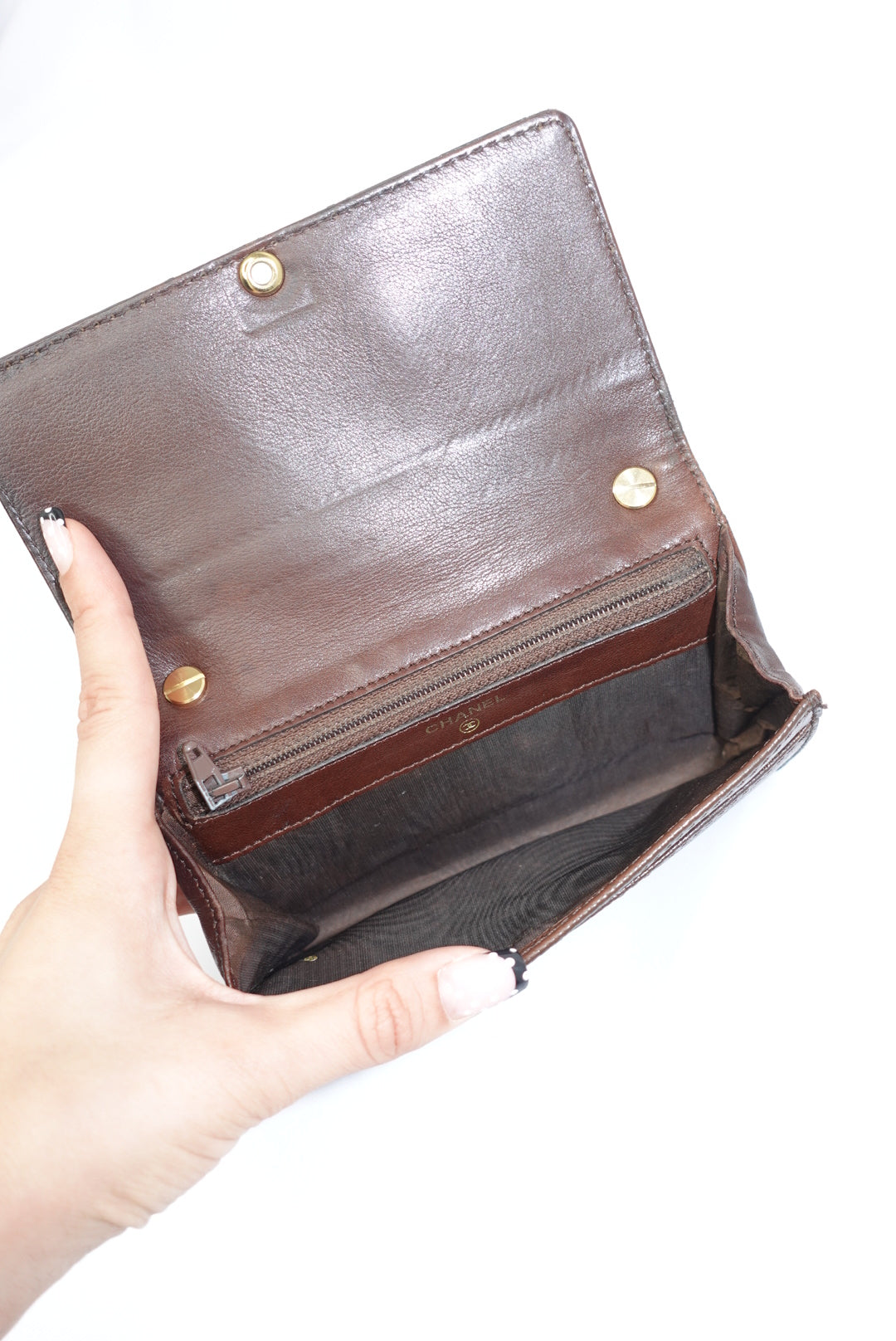 130. Re-Worked Chanel Vintage Coffee Brown W.O.C.