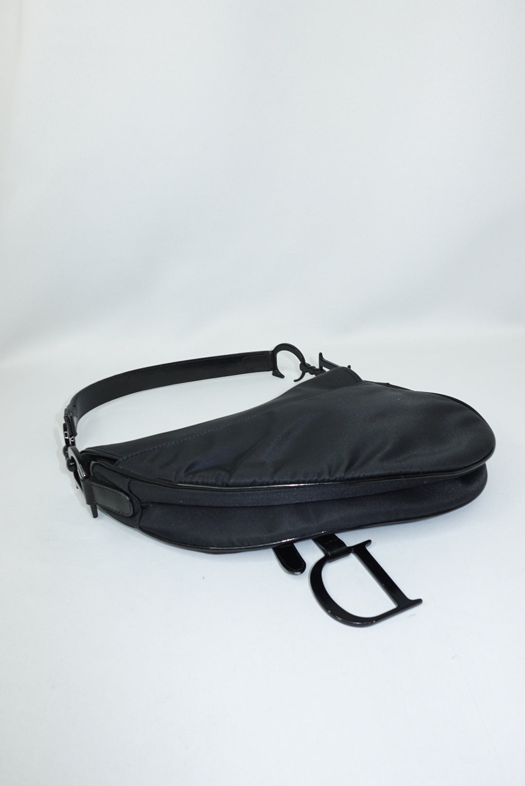 117. Christian Dior Saddle Black Nylon Vintage Shoulder Bag