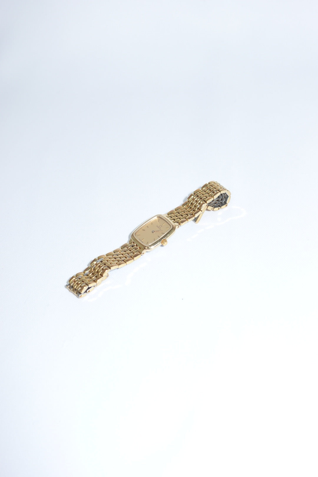 091. Omega Rectangular Small De Ville Gold Watch