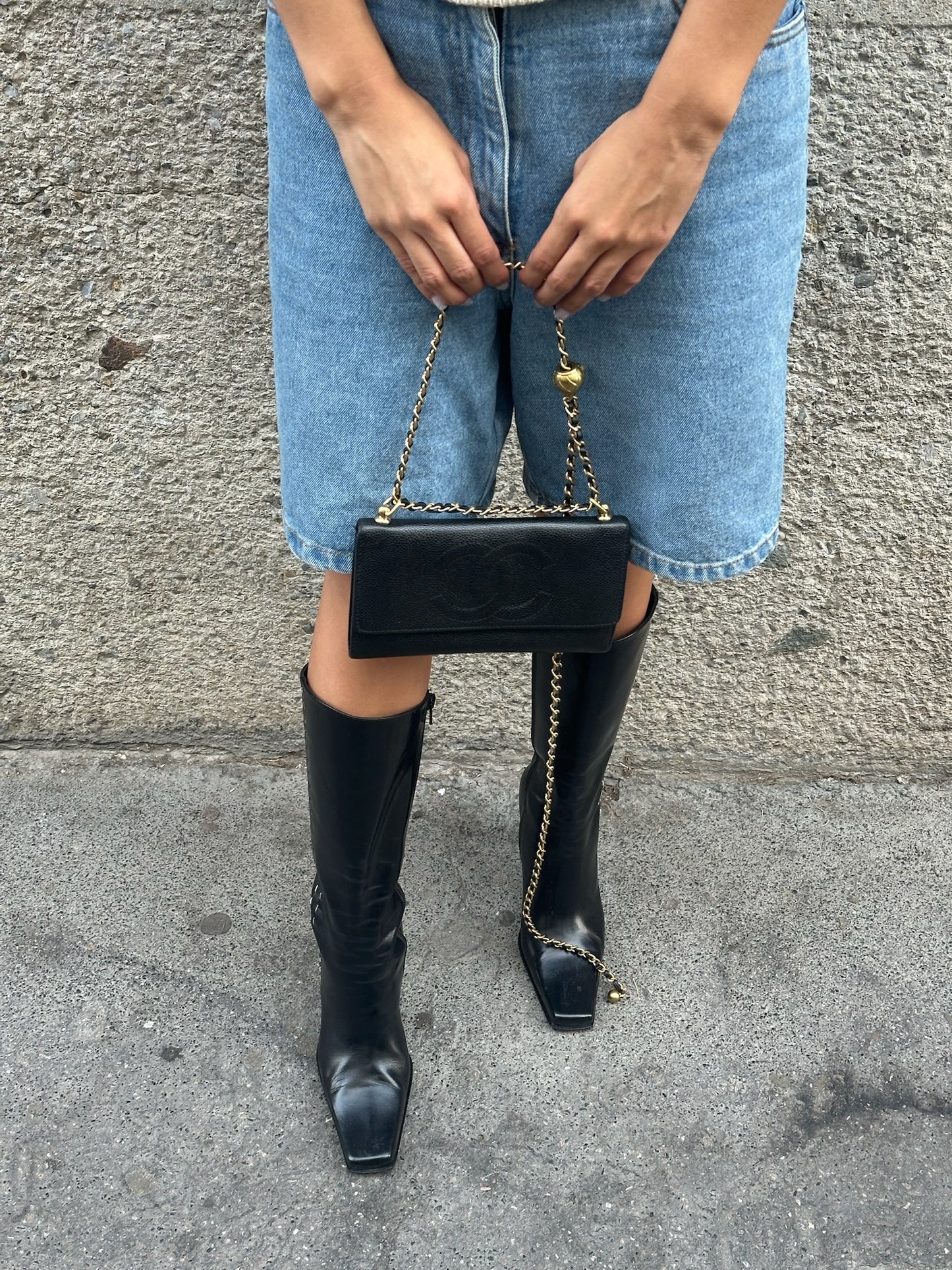 Chanel Re-Worked Vintage Flap W.O.C. Black Caviar CC logo