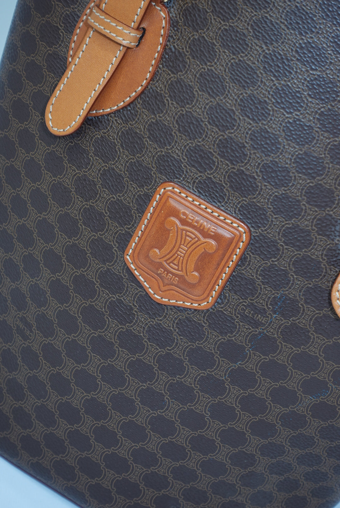 Celine Monogram Canvas and Leather Brown Vintage Bucket Bag