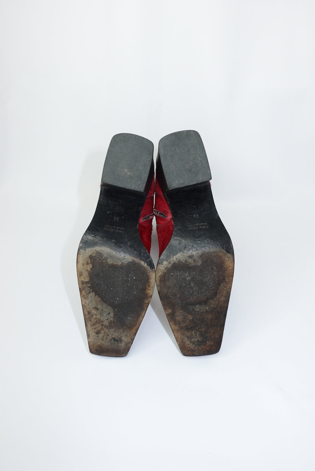 Red Leather Python and Ponyhair Western Boots 38